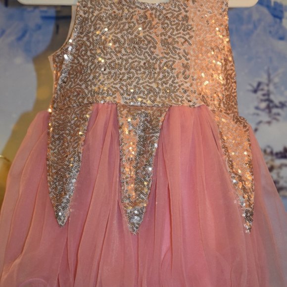 NWT ~ Whitney Elizabeth Pink & Gold Sequin Dress Size 3/4 - Picture 3 of 8